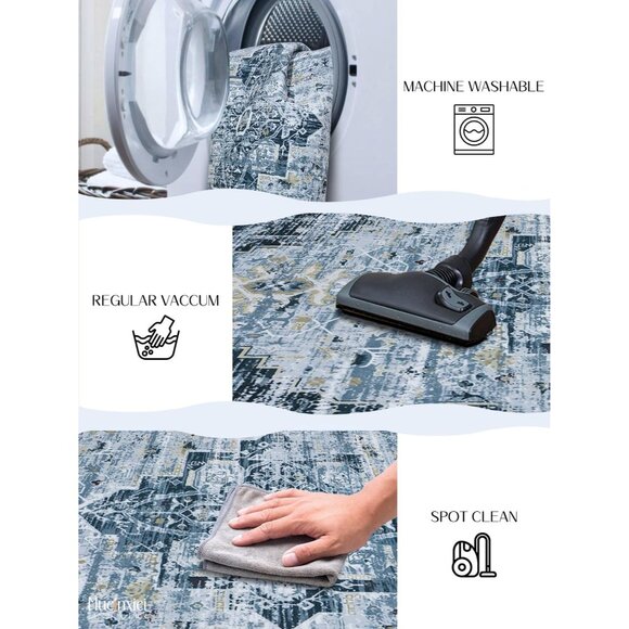 ✨Home Grey Area Rug Door Mat Entryway Small Soft Slip Washable Oriental Carpet - Picture 4 of 8